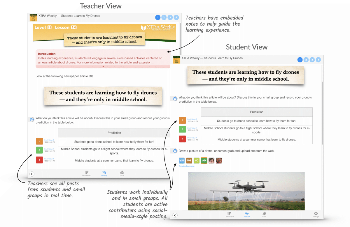 XTRA Weekly Exploros Teacher and Studetn view